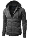 Doublju Herren Basic Hood mit Reißverschluss und Kapuzenkordel